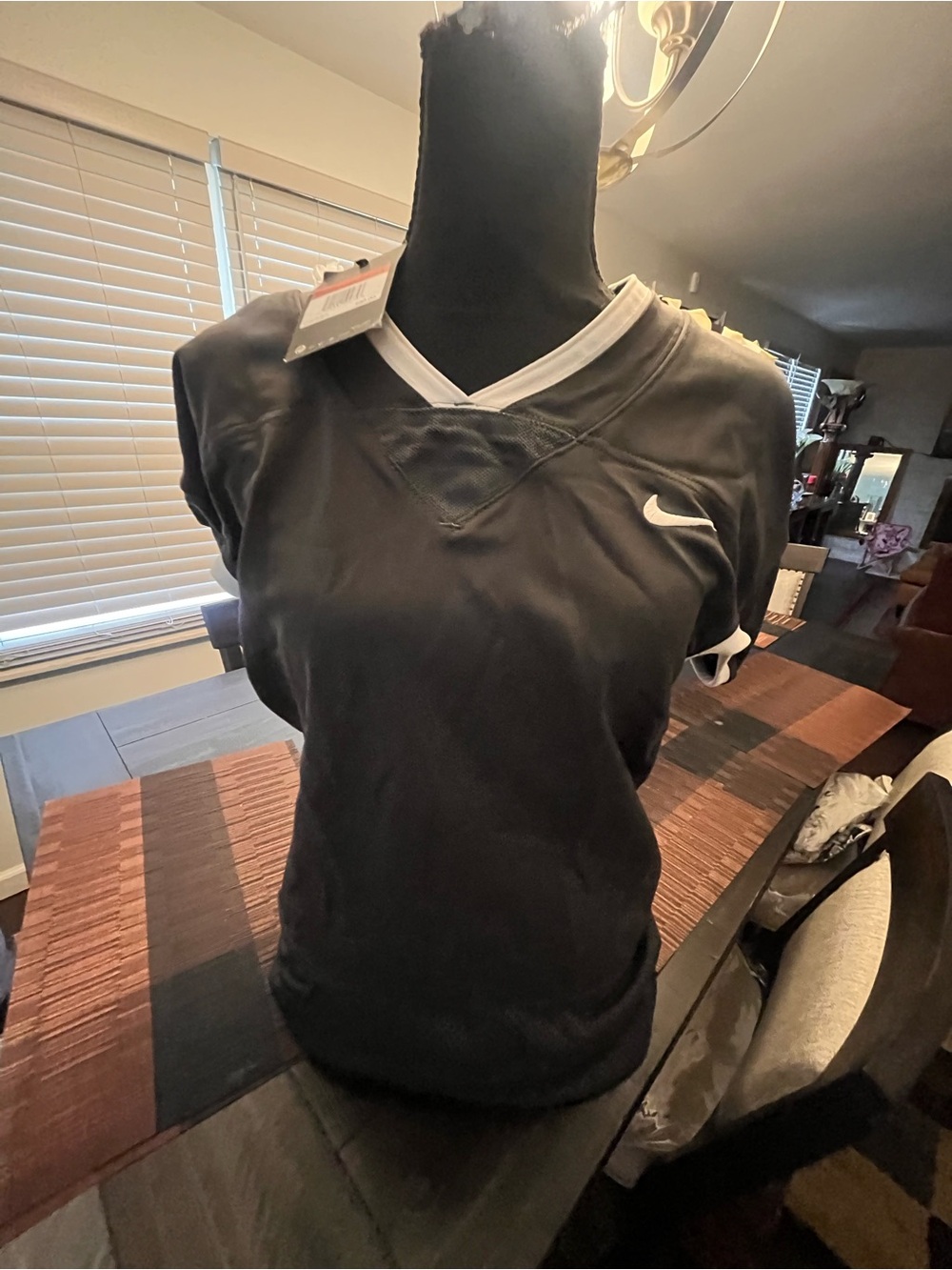 Nike Women’s  or Men Black V-Neck Athletic Jersey with White Trim